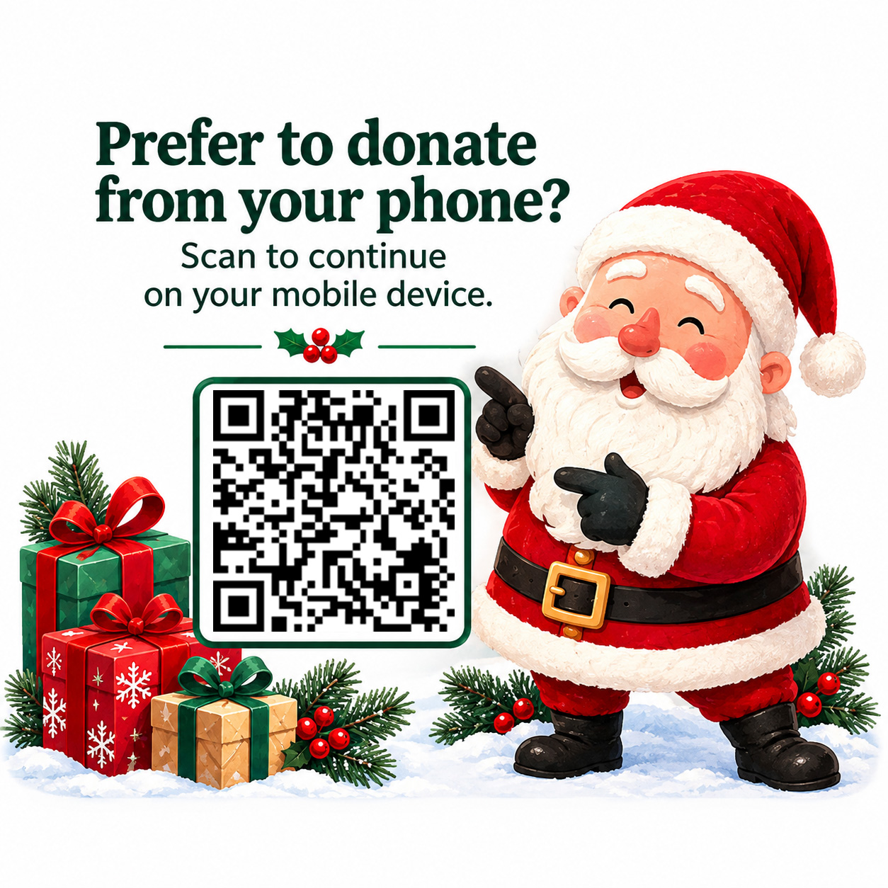 Prefer to donate from your phone? Scan the QR code to continue on your mobile device.